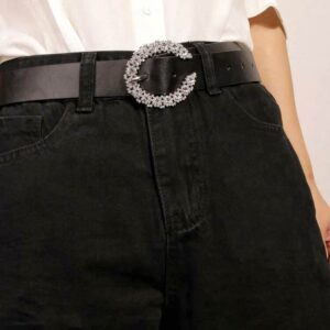 Rhinestone Decor Buckle Belt