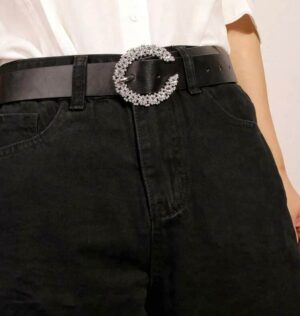 Rhinestone Decor Buckle Belt