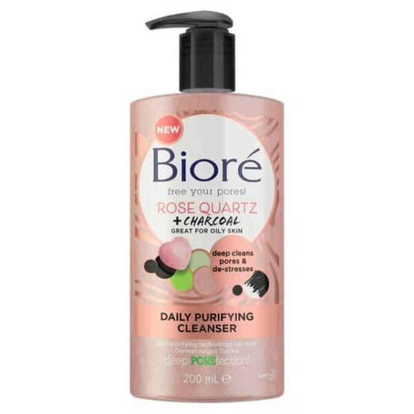 Bioré Rose Quartz & Charcoal Daily Purifying Face Wash Cleanser