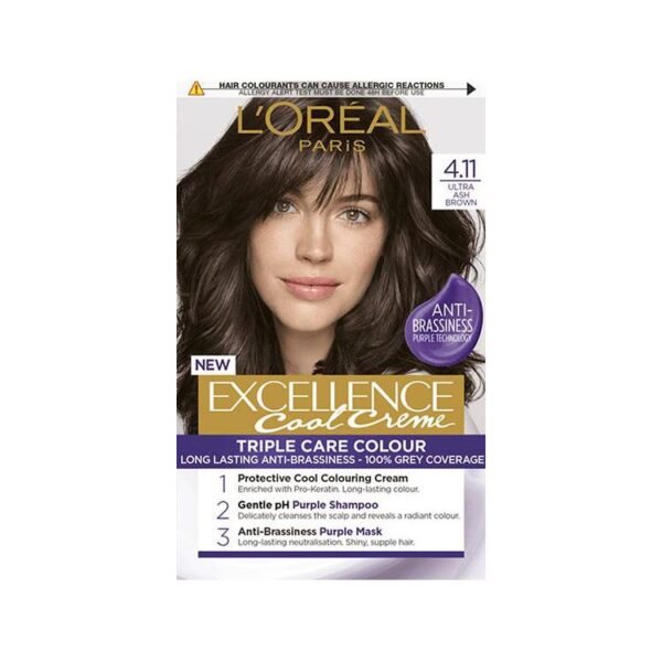 Loreal Excellence Creme Cool 4.11 Ultra Ash Brown Hair Dye