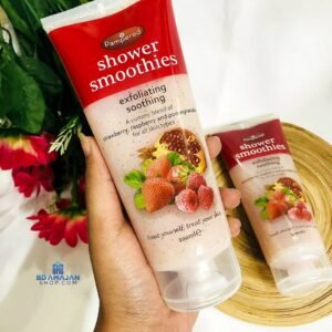 Pampered Shower Smoothies Exfoliating Soothing Strawberry, Raspberry and Promegranate