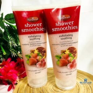 Pampered Shower Smoothies Exfoliating Soothing Strawberry, Raspberry and Promegranate