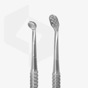 Cosmetology double-ended spoon EXPERT 20 TYPE 1 (Uno and oval with 15 holes)